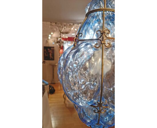 LAMPADA IN VETRO BLU DI MURANO PRIMI DEL XX SECOLO