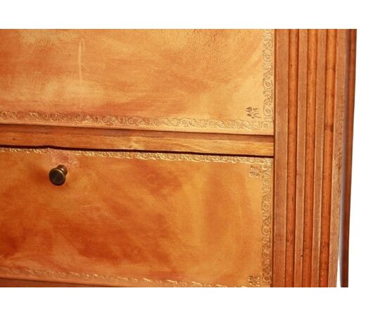 Settimino Porta Documenti in Legno di Ciliegio Pelle Decorata e Cartone