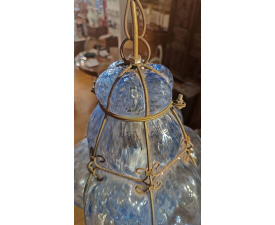 LAMPADA IN VETRO BLU DI MURANO PRIMI DEL XX SECOLO
