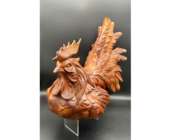Scultura in legno "Gallina" - Primo '900