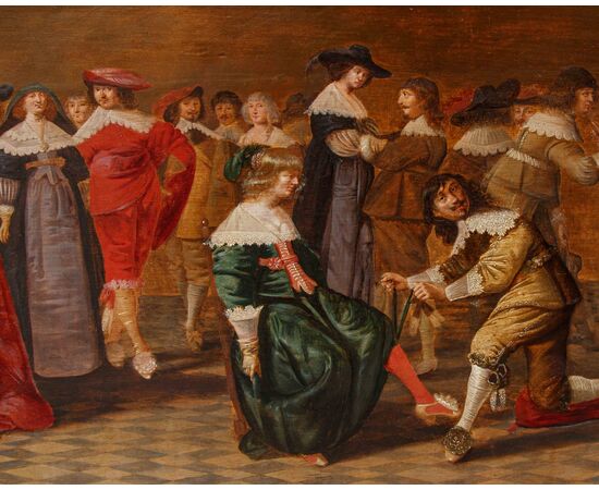 Jan Jansz. Westerbaen I (L’Aia, 1600 – 1686), Scena di ballo – la giarrettiera