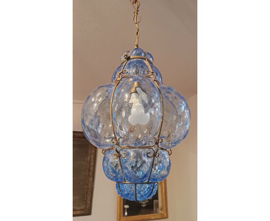 LAMPADA IN VETRO BLU DI MURANO PRIMI DEL XX SECOLO