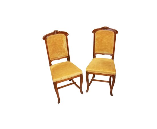 Gruppo di 6 sedie Francesi stile Liberty in legno di noce