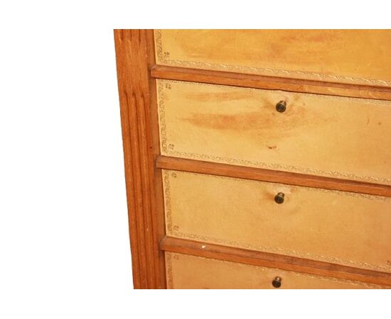 Settimino Porta Documenti in Legno di Ciliegio Pelle Decorata e Cartone