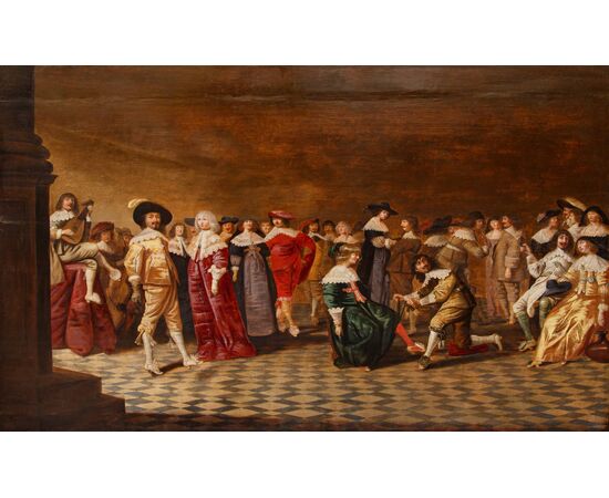 Jan Jansz. Westerbaen I (L’Aia, 1600 – 1686), Scena di ballo – la giarrettiera
