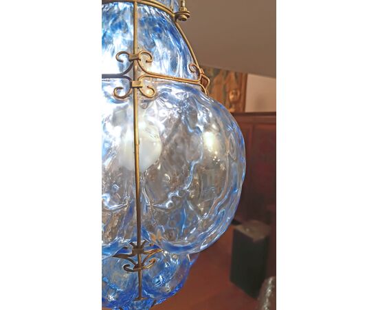 LAMPADA IN VETRO BLU DI MURANO PRIMI DEL XX SECOLO