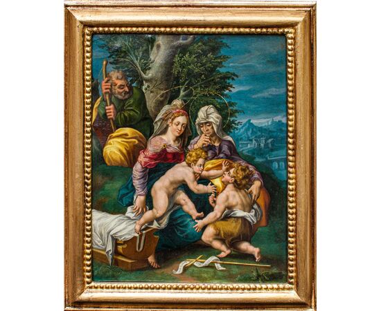 Metà XVII secolo, Scuola rubensiana, Sacra Famiglia con San Giovannino e Elisabetta