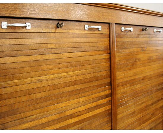 Antico classificatore archivio schedario serranda in rovere
