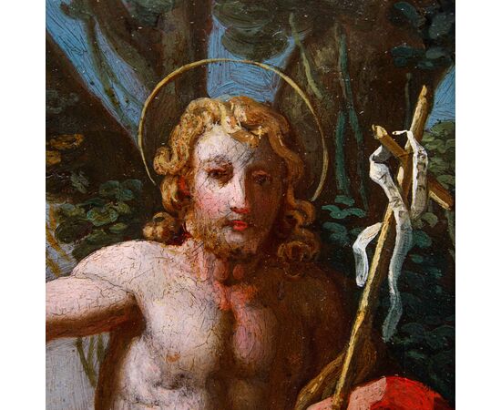 XVII secolo, scuola dei Carracci, San Giovanni Battista che annuncia la venuta di Cristo