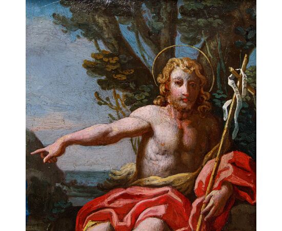 XVII secolo, scuola dei Carracci, San Giovanni Battista che annuncia la venuta di Cristo