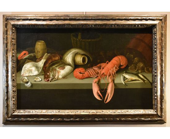 Natura morta con ostriche, pesci ed astici, Alexander van Adriaenssen (Anversa, 1587 - 1661)