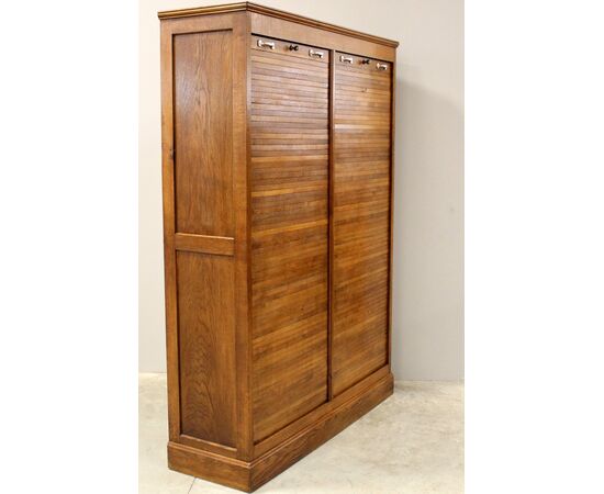 Antico classificatore archivio schedario serranda in rovere