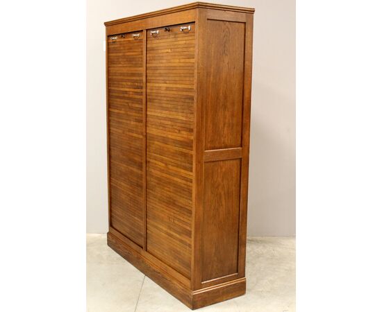 Antico classificatore archivio schedario serranda in rovere