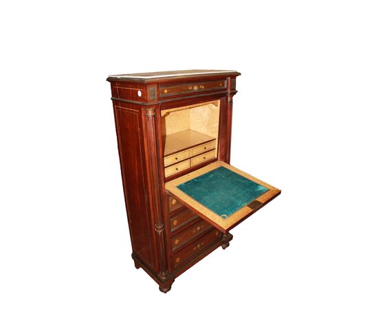 Secretaire francese stile Napoleone III Dipinto con scena galante Vernis Martin