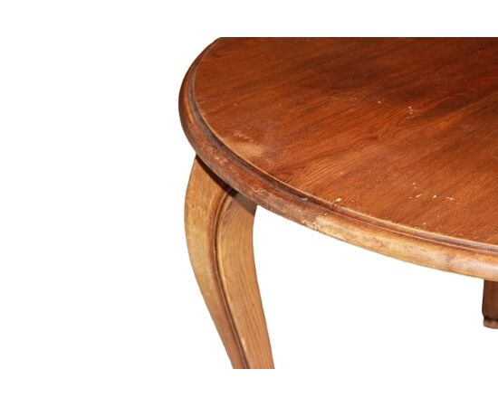 Tavolo Provenzale con Piano Circolare allungabile del 1800 In Legno Di Noce