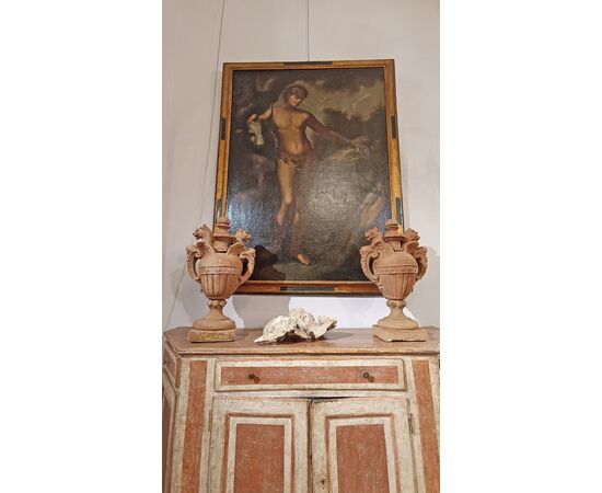 COPPIA DI VASI IN TERRACOTTA NEOCLASSICI FINE DEL XVIII SECOLO