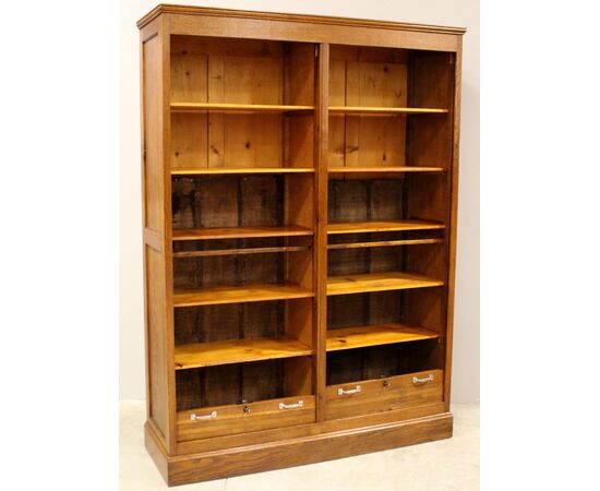 Antico classificatore archivio schedario serranda in rovere