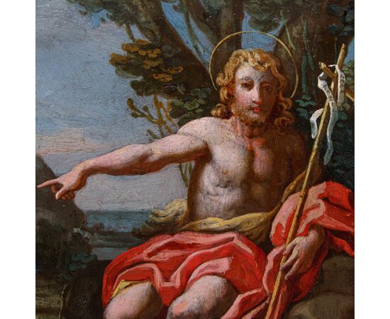 XVII secolo, scuola dei Carracci, San Giovanni Battista che annuncia la venuta di Cristo