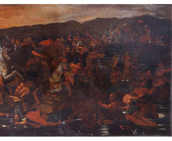 Battaglia di Costantino contro Massenzio - Copia seicentesca dell'affresco omonimo delle stanze Vaticane di scuola Raffaellesca - olio su tela