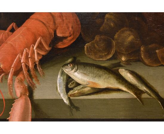 Natura morta con ostriche, pesci ed astici, Alexander van Adriaenssen (Anversa, 1587 - 1661)