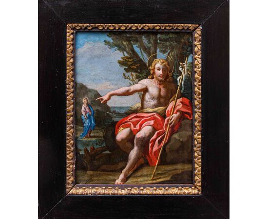 XVII secolo, scuola dei Carracci, San Giovanni Battista che annuncia la venuta di Cristo
