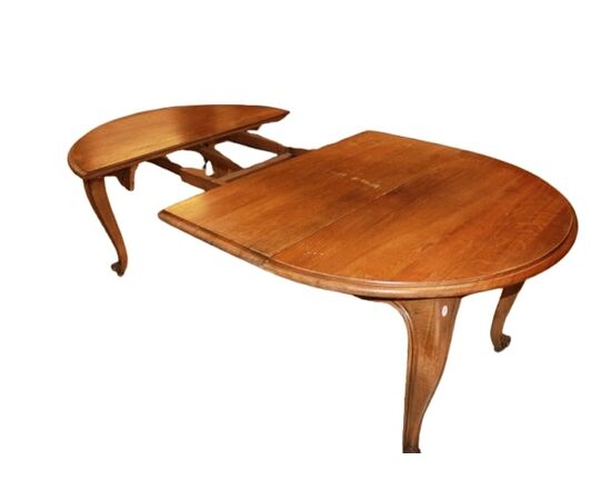 Tavolo Provenzale con Piano Circolare allungabile del 1800 In Legno Di Noce