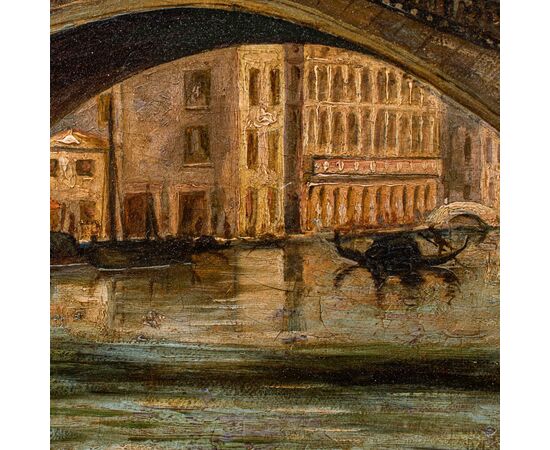 Giovanni Bonomi (Venezia, attivo nella seconda metà del XIX secolo), Veduta con il Ponte di Rialto