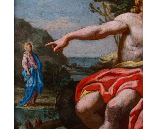 XVII secolo, scuola dei Carracci, San Giovanni Battista che annuncia la venuta di Cristo