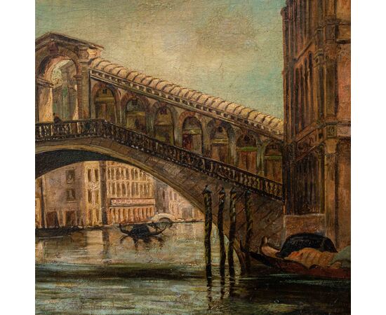 Giovanni Bonomi (Venezia, attivo nella seconda metà del XIX secolo), Veduta con il Ponte di Rialto