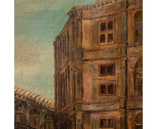 Giovanni Bonomi (Venezia, attivo nella seconda metà del XIX secolo), Veduta con il Ponte di Rialto