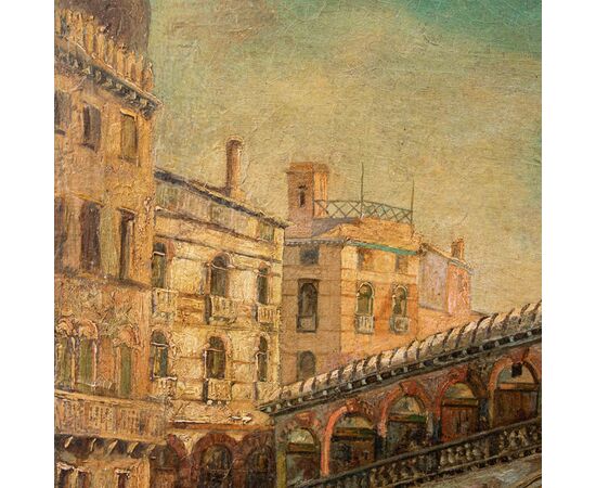 Giovanni Bonomi (Venezia, attivo nella seconda metà del XIX secolo), Veduta con il Ponte di Rialto
