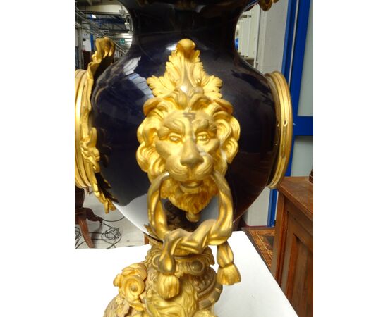 Orologio in bronzo dorato e porcellana 1870 Napoleone III Francia