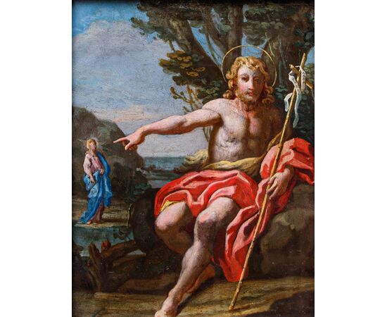 XVII secolo, scuola dei Carracci, San Giovanni Battista che annuncia la venuta di Cristo