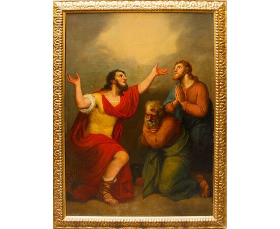 Pittore neoclassico, XIX secolo, Cornelio riceve lo Spirito Santo con Pietro a destra