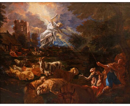 Carlo Preda (Milano, 1651 o 1652 – 1729),  Annuncio e Adorazione dei pastori