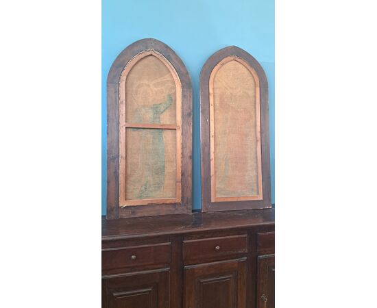 Coppia di succhi d'erba dell' Ottocento con cornice, "Angeli musicanti" 