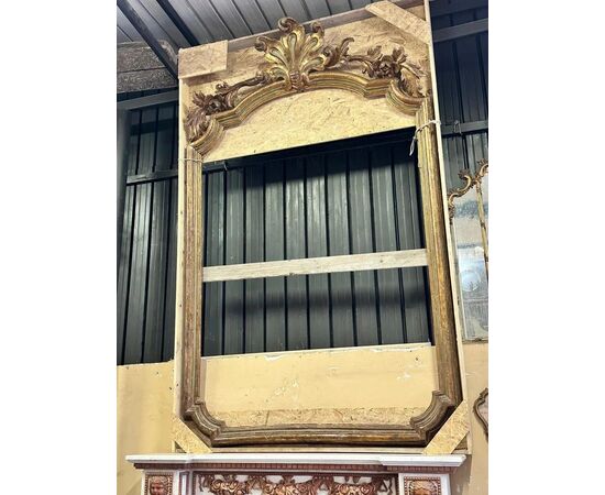  Cornice Barocca Luigi XIV in Legno Laccato e Dorato