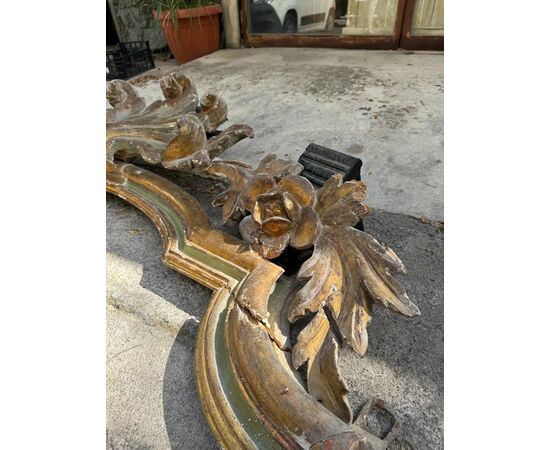  Cornice Barocca Luigi XIV in Legno Laccato e Dorato
