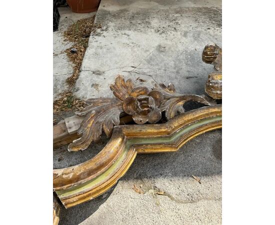  Cornice Barocca Luigi XIV in Legno Laccato e Dorato
