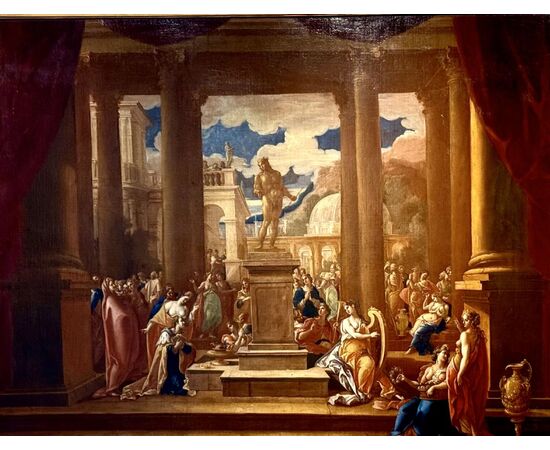 Francesco Perezzoli  detto il Ferrarini o il veronese  “Adorazione di Giove “ con colonnato.