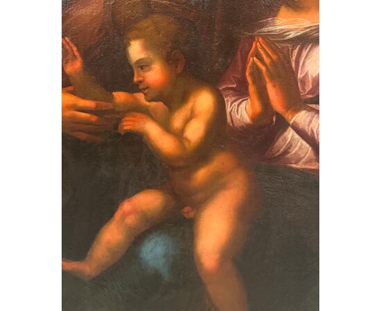 Anonimo del XVII secolo,  "Madonna con bambino, San Giovannino, ed Elisabetta", (copia da Raffaello)