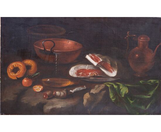 Natura morta - Carlo Magini (Fano, 16 settembre 1720 – Fano, 3 luglio 1806) XVIII secolo - Scheda prof.Agresti - Olio su tela 