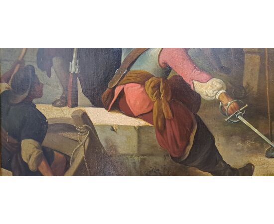 " SCENA DI PORTO CON FIGURE" - AMBITO FIAMMINGO - XIX SEC.
