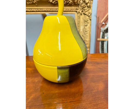 Ceramica vintage contenitore Pera, anni '70, 31x25 cm, bicolore, ottimo stato, non marchiata