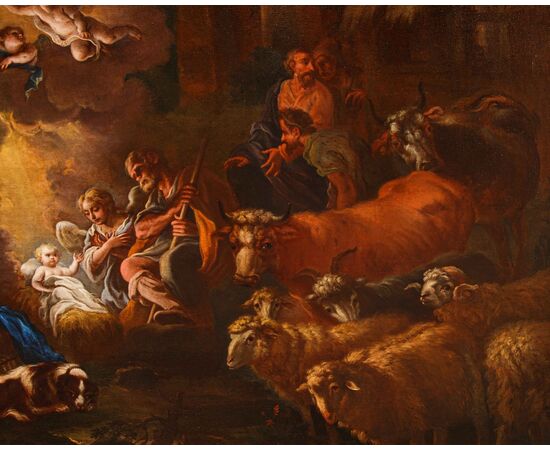 Carlo Preda (Milano, 1651 o 1652 – 1729),  Annuncio e Adorazione dei pastori