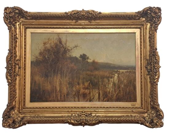 "PAESAGGIO LACUSTRE" - EUGENIO CECCONI - (1842 - 1903)