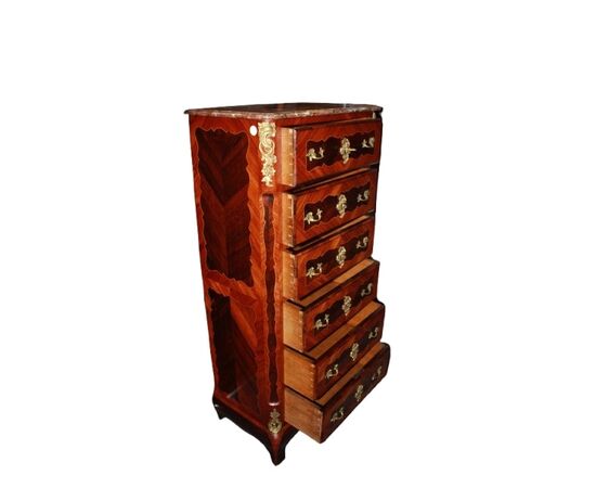 Settimino a 6 cassetti Francese Stile Napoleone III in legno di bois de violette