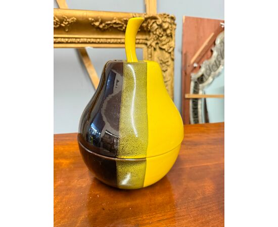 Ceramica vintage contenitore Pera, anni '70, 31x25 cm, bicolore, ottimo stato, non marchiata