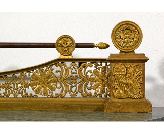 Galerie da camino in bronzo dorato, Francia, primi anni del XIX secolo