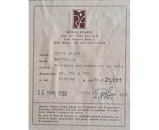 " BATTAGLIA " - MULTIPLO POLIMATERICO - ALIGI SASSU